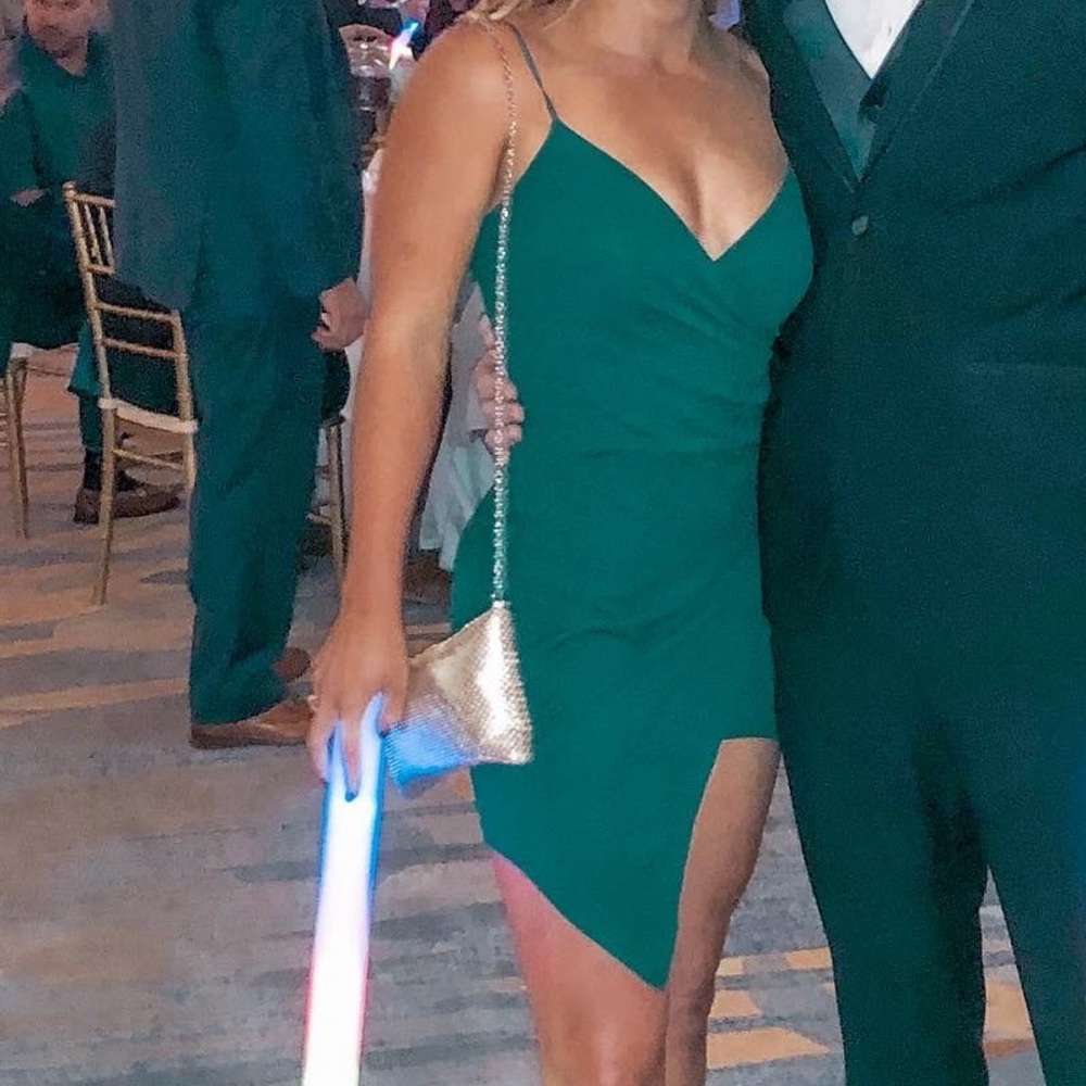 dark green asymmetrical cocktail dress small